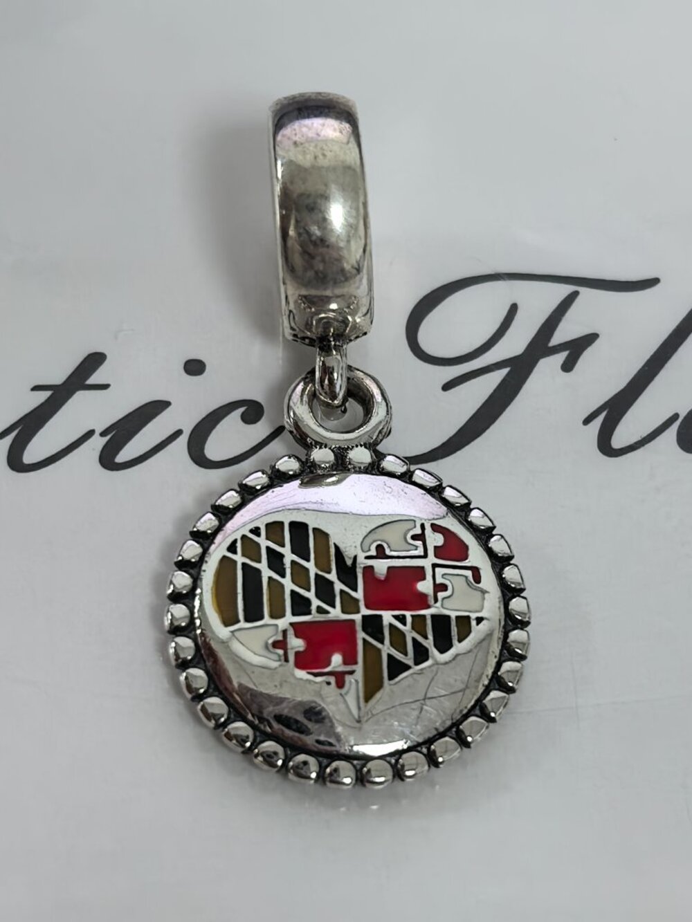 Pandora Maryland Flag Heart Dangle Charm, S925 Silver Jewelry Bracelets